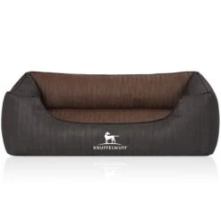 Knuffelwuff Orthopädisches Hundebett Outback Aus Laser-gestepptem Kunstleder Schwarz/ Braun M-L