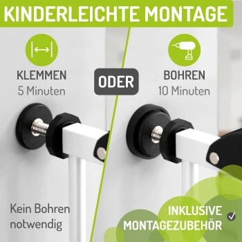 Bomi Türschutzgitter Extrahoch 107 Cm - Mira 73-81 Cm In Weiß Für Hunde & Katzen – Bild 3