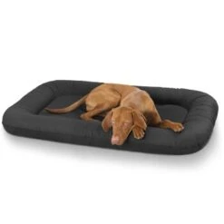 Knuffelwuff Kunstleder Hundebett Jerry Schwarz XL