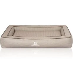Knuffelwuff Orthopädisches Hundebett Aus Laser Gestepptem Kunstleder Montego Grau M-L