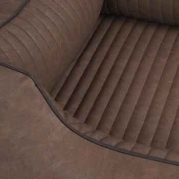 Knuffelwuff Orthopädisches Hundebett Chesapeake Aus Laser Gestepptem Marmoriertem Kunstleder Braun M-L – Bild 2